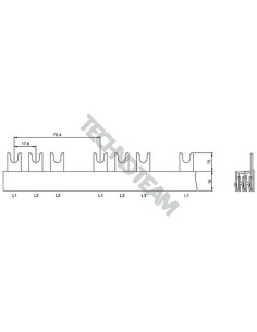 Barra forcella 3poli isolata 17,6mm/70,4mm 3225