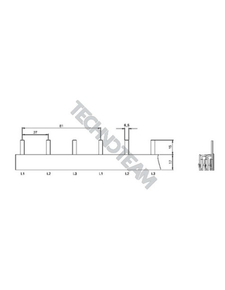 Barra isolata pin 3P 16mm2 39x27mm