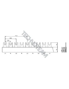 Barra forcella 3P 10mm2 56x17,8mm