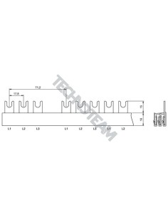 Busbar fork 3poles isolated 17,8mm/71,2mm 3366