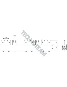 Busbar fork 3poles isolated 17,6mm/70,4mm 3373