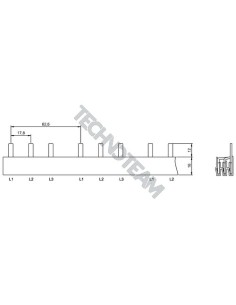 Busbar pin 3poles isolated 17,8mm/62,8mm 3462