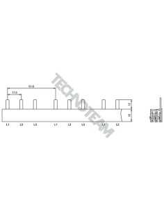 Busbar pin 3poles isolated 17,6mm/61,6mm 3470