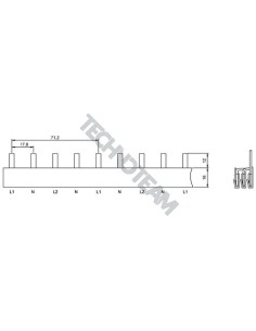 Barra pin 3poli isolata 17,8mm/71,2mm 3506