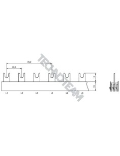 Busbar fork 3poles isolated 26,4mm/79,2mm 3679