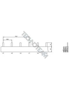 Busbar pin 3poles isolated 26,4mm/79,2mm 3683