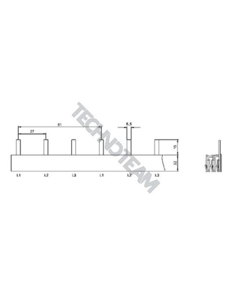 Barra pin 3poli isolata 27mm/81mm 3820