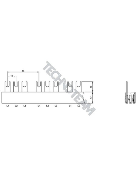 Barra forcella 3poli isolata 13mm/48mm 3927