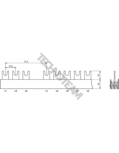 Barra forcella 3p isolata 17,8/71,2mm 3365/FI5LS