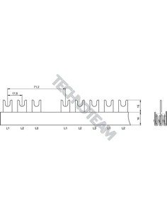 Barra forcella 3p isolata 17,8/71,2mm 3365/FI7LS