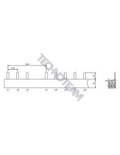 Busbar pin 3poles isolated 17,6mm/70,4mm 3370SPM