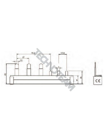 Busbar isolated pin 3P 16mm2 6x17,6mm
