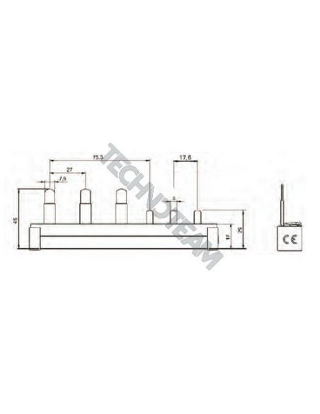 Barra isolata pin 3P 16mm2 6x17,6mm