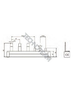 Busbar isolated pin 3P 10mm2 6x17,6mm