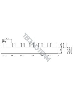Busbar pin 2p 90° isolated 8,3mm/25,3mm 3933/16