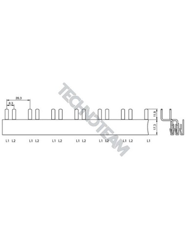 Busbar pin 2p 90° isolated 8,3mm/25,3mm 3933/16