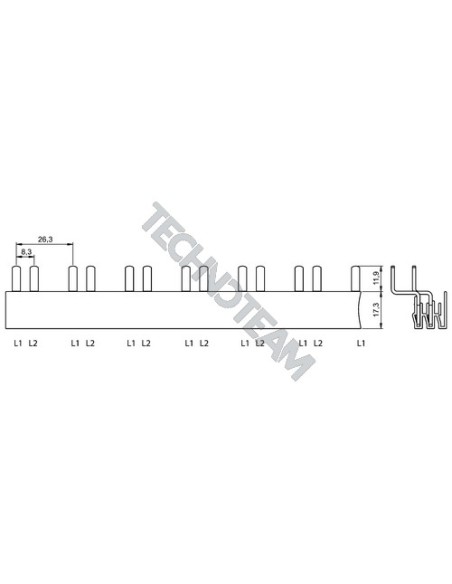 Busbar pin 2p 90° isolated 8,3mm/25,3mm 3933/16