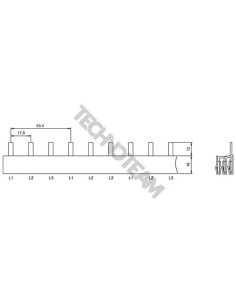 Barra pin 3poli isolata 17,8mm/53,4mm 700S/16