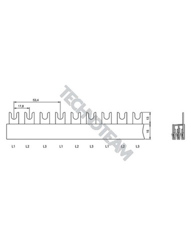 Barra forcella 3p isolata 17,8mm/53,4mm 701T/8TE