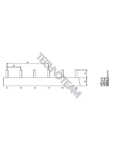 Busbar pin 3poles isolated 27mm/81mm 702S