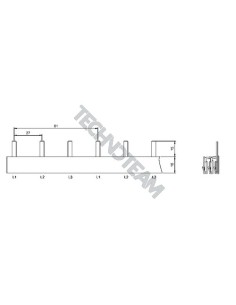 Barra pin 3poli isolata 27mm/81mm 712/30