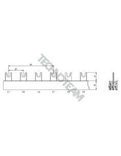 Busbar fork 3poles isolated 27mm/81mm 712T 8TE EK