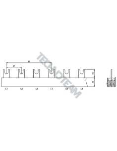 Busbar fork 3P 10mm2 8x27mm