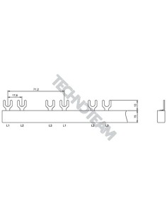 Busbar fork 3p isolated 17,8/71,2mm ES 31210 R