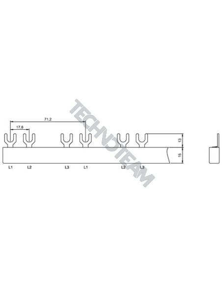 Busbar fork 3p isolated 17,8/71,2mm ES 31210 R