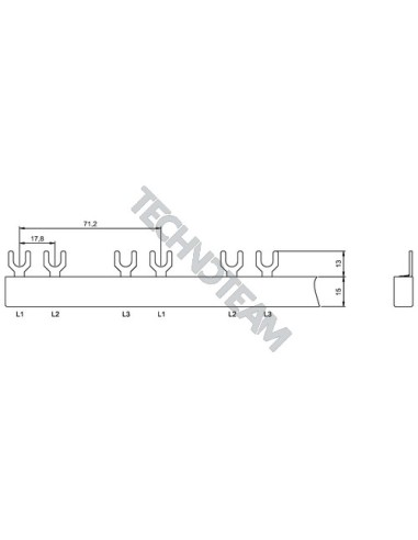 Barra forcella 3p isolata 17,8/71,2mm ES 31216 R