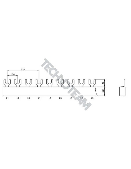 Busbar fork 3poles isolated 17,8mm/53,4mm ES31225