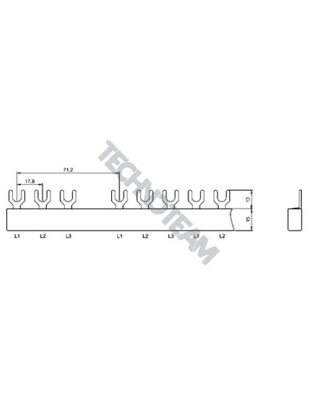 Barra forcella 3p isolata 17,8/71,2mm ES FI5LS16