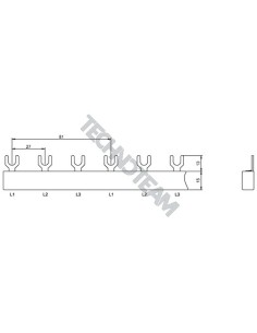 Busbar fork 3poles isolated 27mm/81mm ESG32706/16