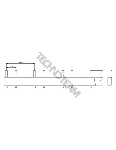 Busbar pin isolated 2P 10mm2 6x17,8mm