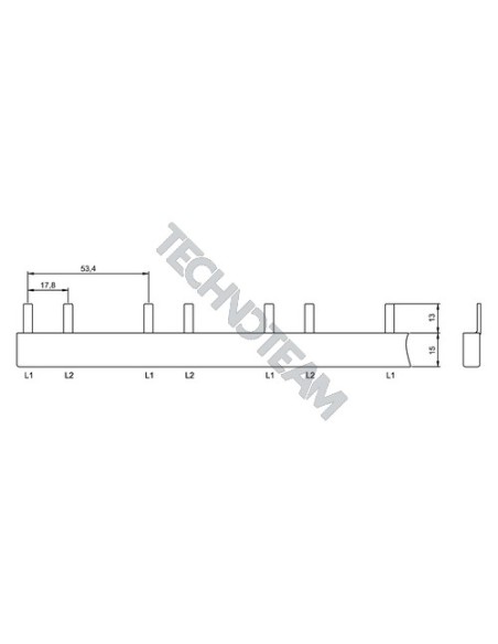 Barra pin isolata 2P 10mm2 6x17,8mm