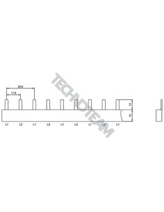 Busbar pin 2poles isolated 17,8mm/35,6mm ES S2141