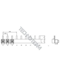 Busbar pin isolated 3P 10mm2 9x17,6mm