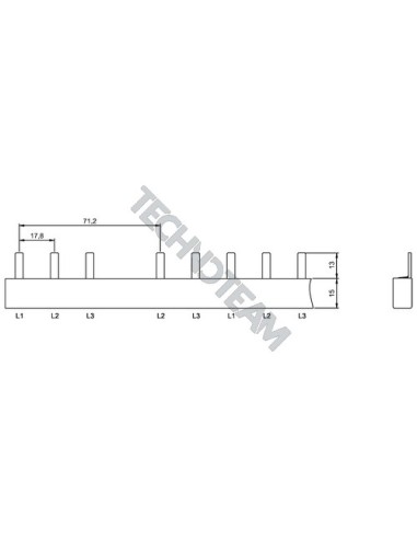 Barra pin 3poli isolata 17,8mm/71,2mm ES SFI10