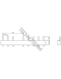 Barra pin 3poli isolata 17,6mm/70,4mm ES SFI9L