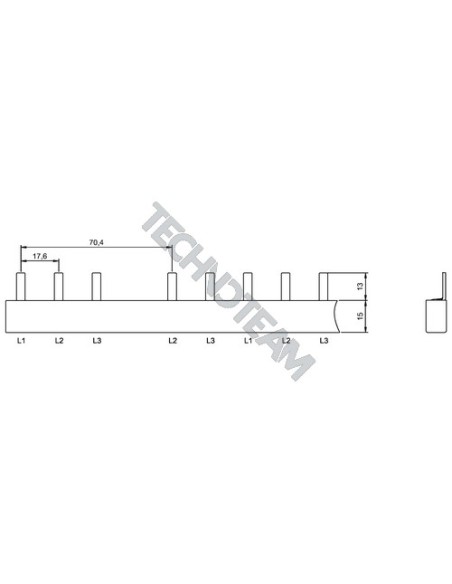 Barra pin 3poli isolata 17,6mm/70,4mm ES SFI9L