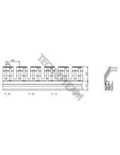 Barra pin isolata 2P 16mm2 74x8,9mm
