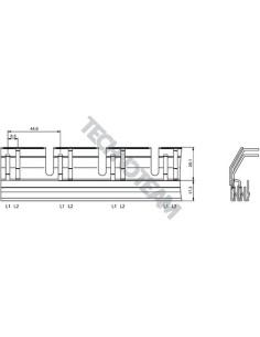Busbar pin isolated 2P 16mm2 44x17,8mm