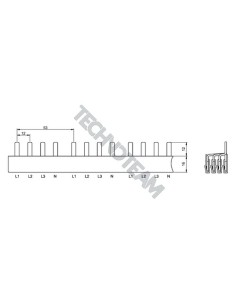 Busbar pin 4poles isolated 12mm/53mm 3436