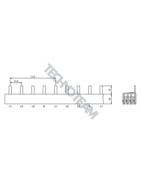 Busbar pin 4poles isolated 18mm/108mm 3495