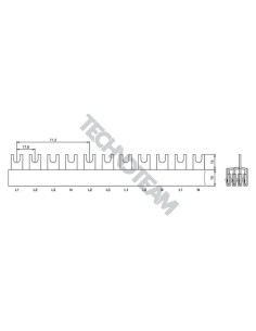 Busbar fork 4poles isolated 17,8mm/71,2mm 3781