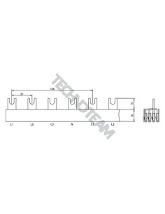 Barra forcella 4poli isolata 27mm/108mm 3870