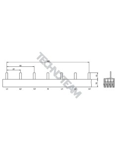 Busbar pin 4poles isolated 27mm/108mm 3875