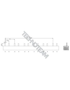 Busbar pin 4P 10mm2 48x17,6mm