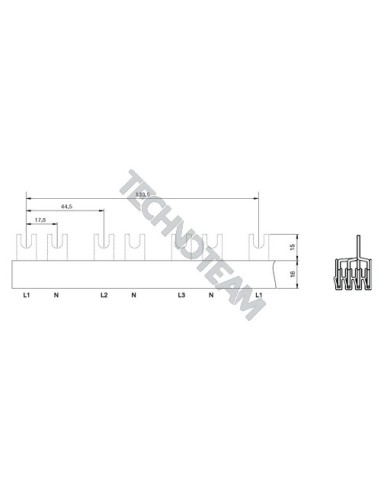 Barra forcella 4P 16mm2 48x17,8mm