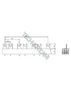 Busbar fork 4P 16mm2 48x17,6mm